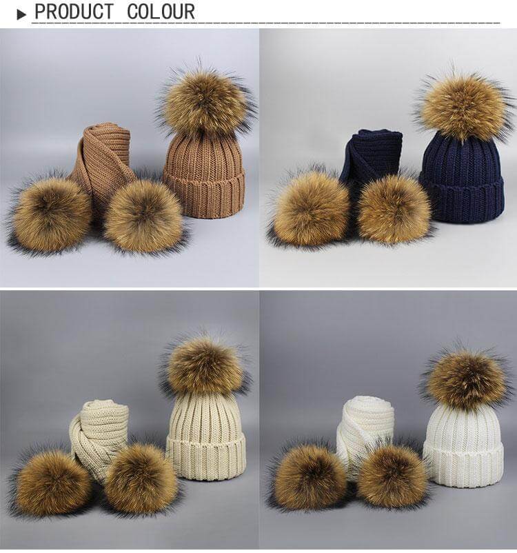 Warm Knitted Fur Hat Scarf Set - Image 3