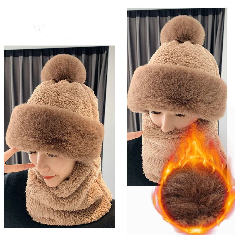 Warm Winter Fluffy Thick Hat Scarf - Image 9
