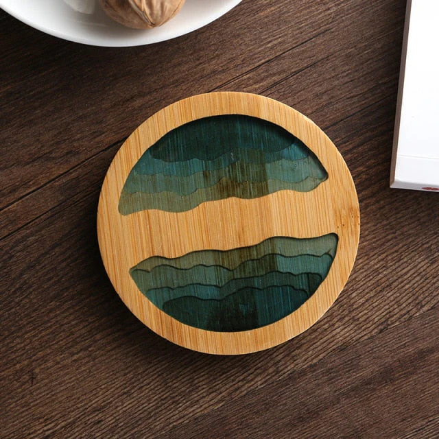 Water Art Insulated Bamboo Coasters - Image 10
