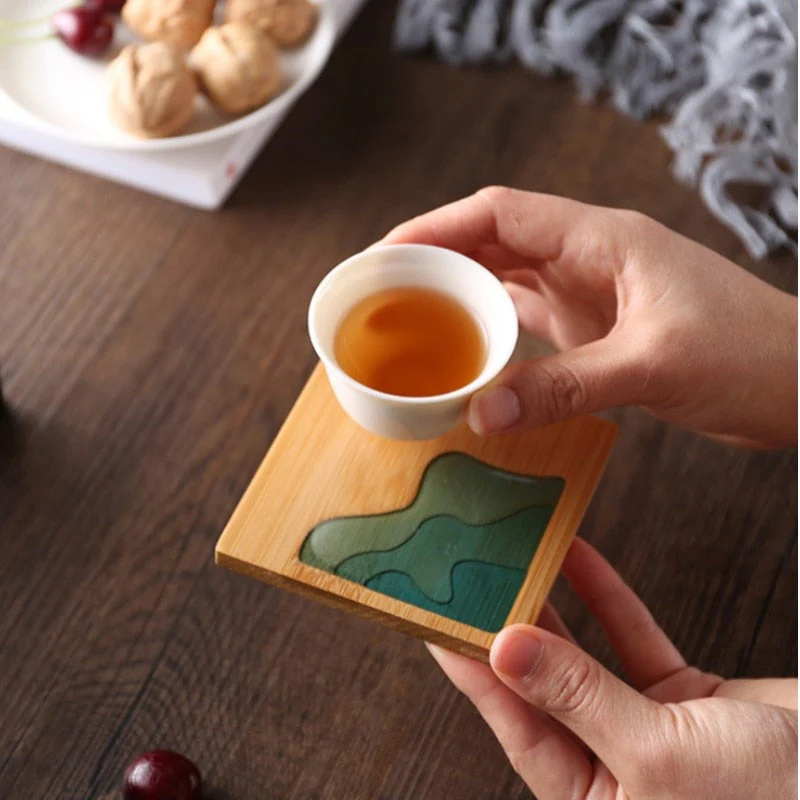 Water Art Insulated Bamboo Coasters - Image 4