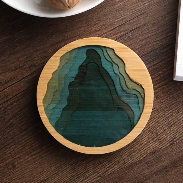 Water Art Insulated Bamboo Coasters - Image 8
