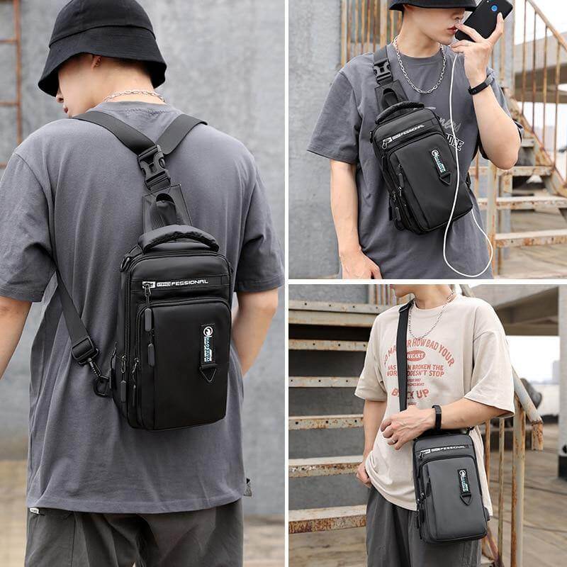 Waterproof USB Cross Body Shoulder Bag - Image 11
