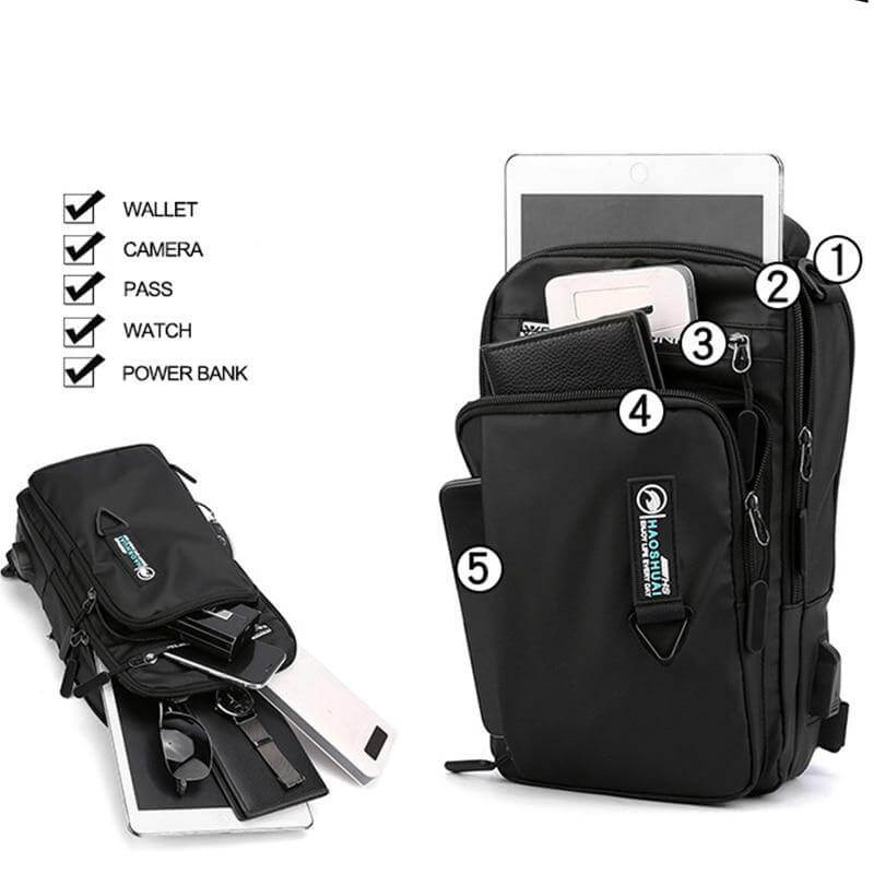 Waterproof USB Cross Body Shoulder Bag - Image 7