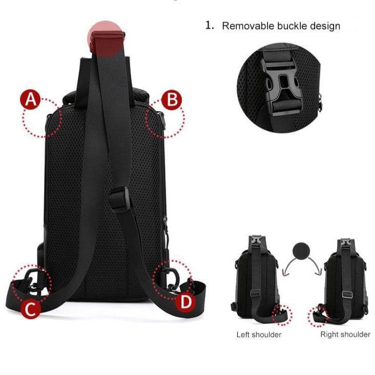 Waterproof USB Cross Body Shoulder Bag - Image 8