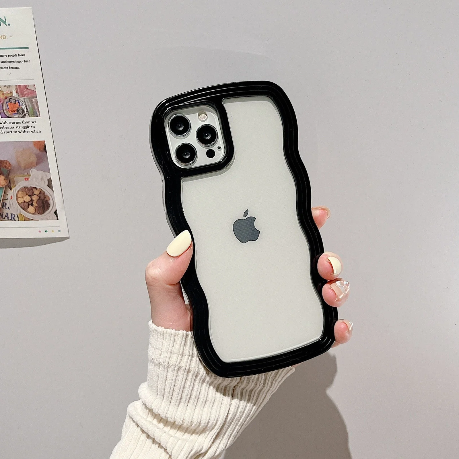 Wavy Art Clear Soft iPhone Case - Image 5