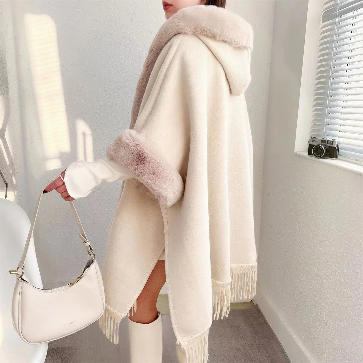 Wearable Blanket Women Lining Long Poncho - Image 3