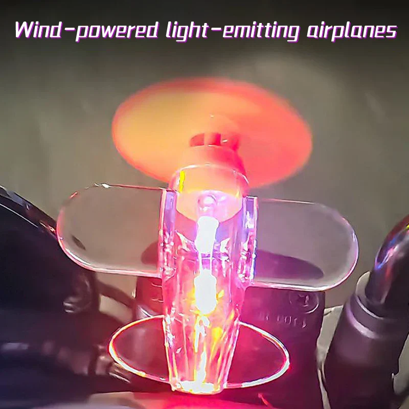 Wind-Powered LED Mini Airplane Car Decor - Image 2