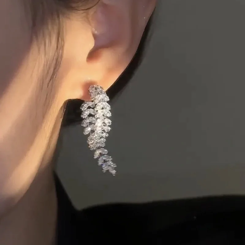 Winter Breeze Zircon Flower Earrings - Image 10
