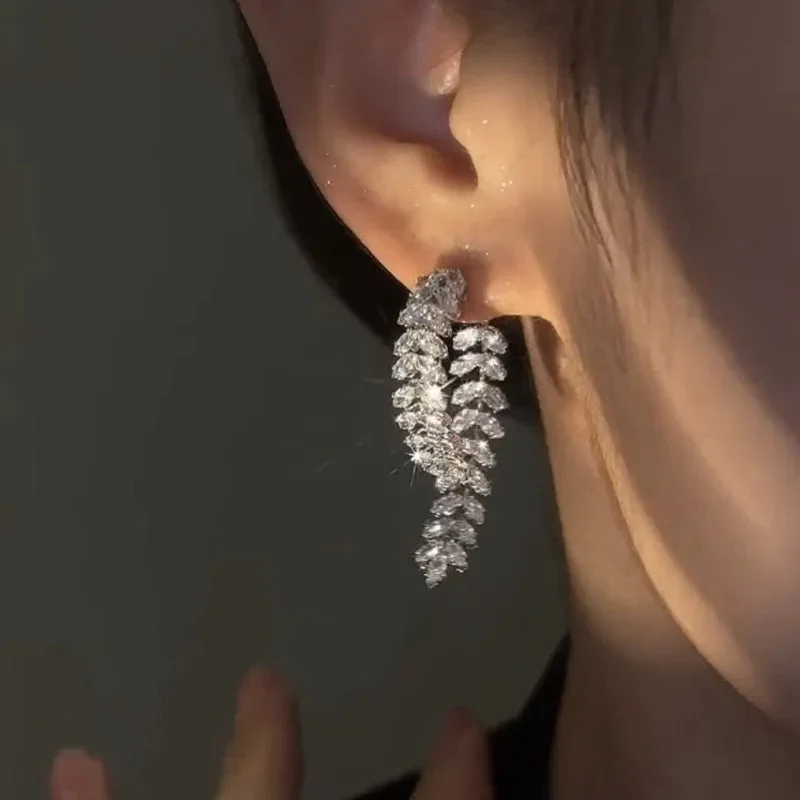 Winter Breeze Zircon Flower Earrings - Image 2