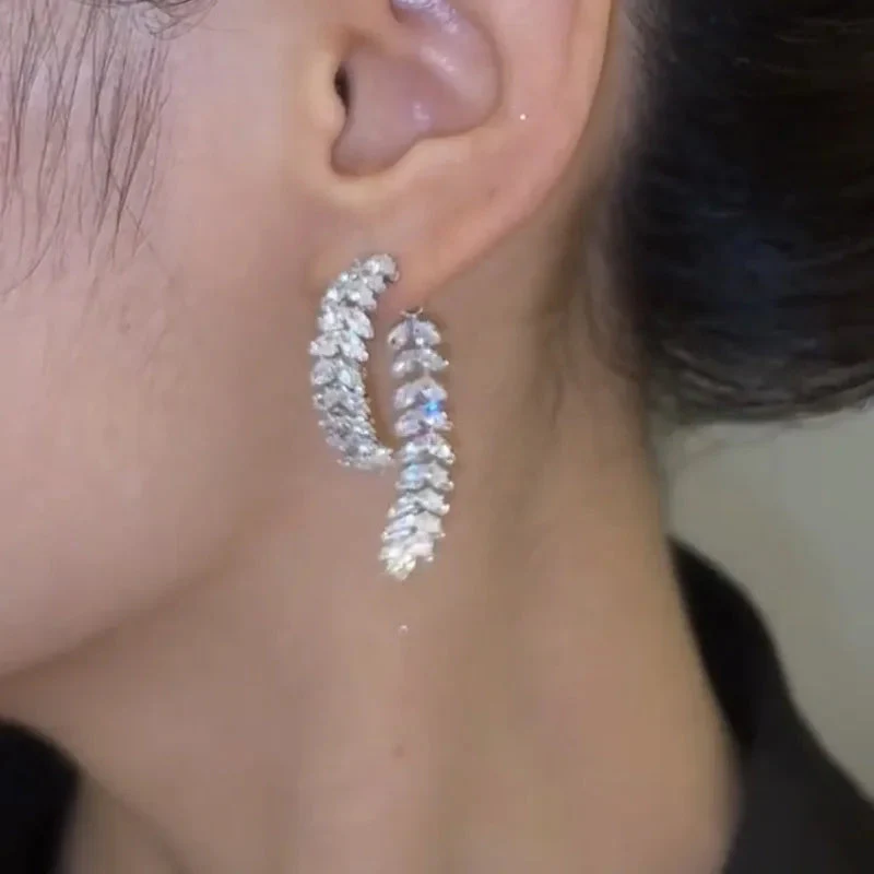 Winter Breeze Zircon Flower Earrings - Image 3
