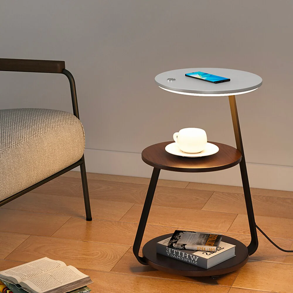 Wireless Charging Wooden Soft Glow Lamp Desk - Image 3