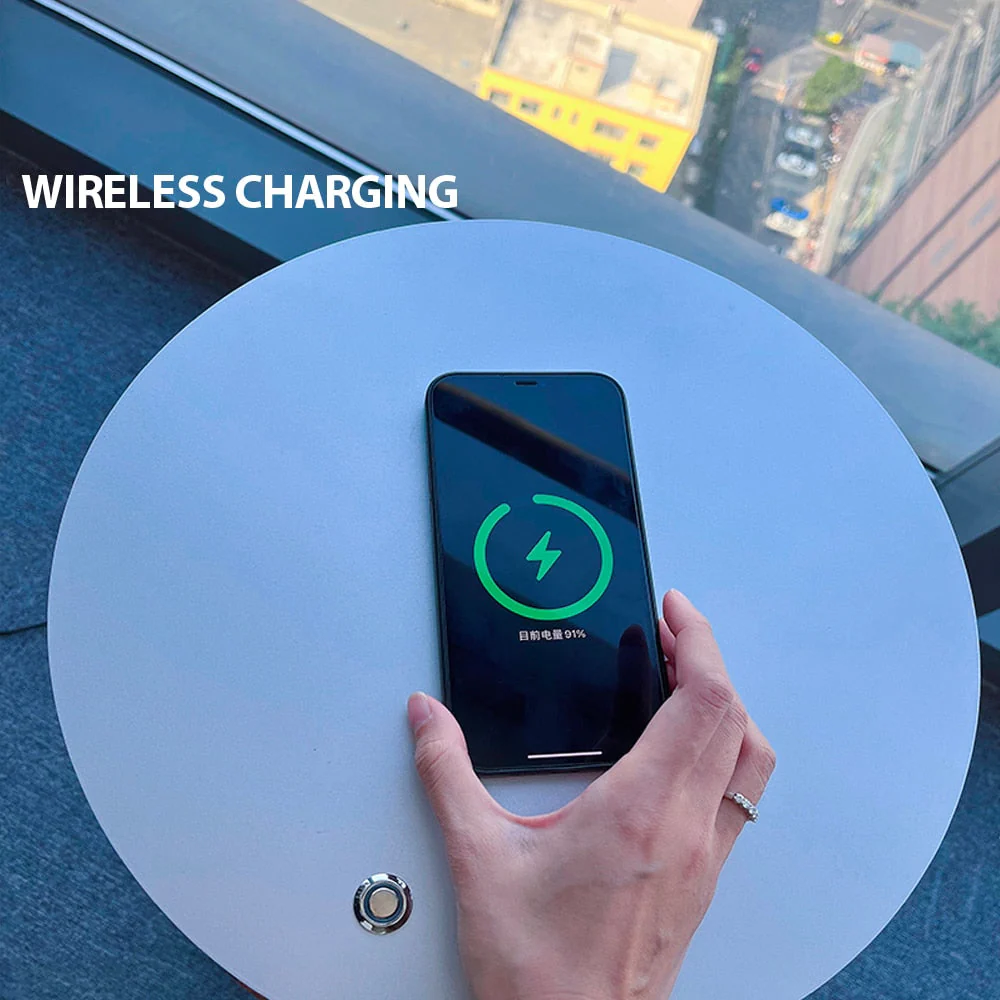 Wireless Charging Wooden Soft Glow Lamp Desk - Image 5