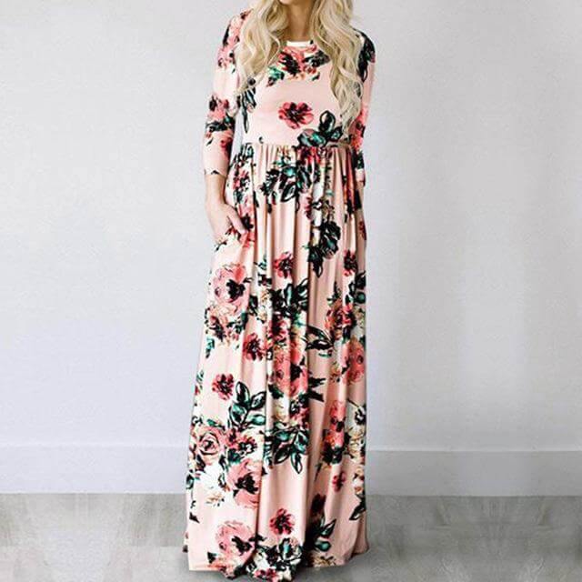 Women Bohemia Short Sleeve O Neck Floral Summer Dress - Image 12