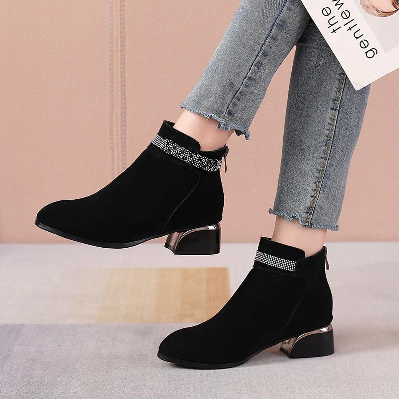 Women Stylish Leather Ankle Autumn Boot - Image 2