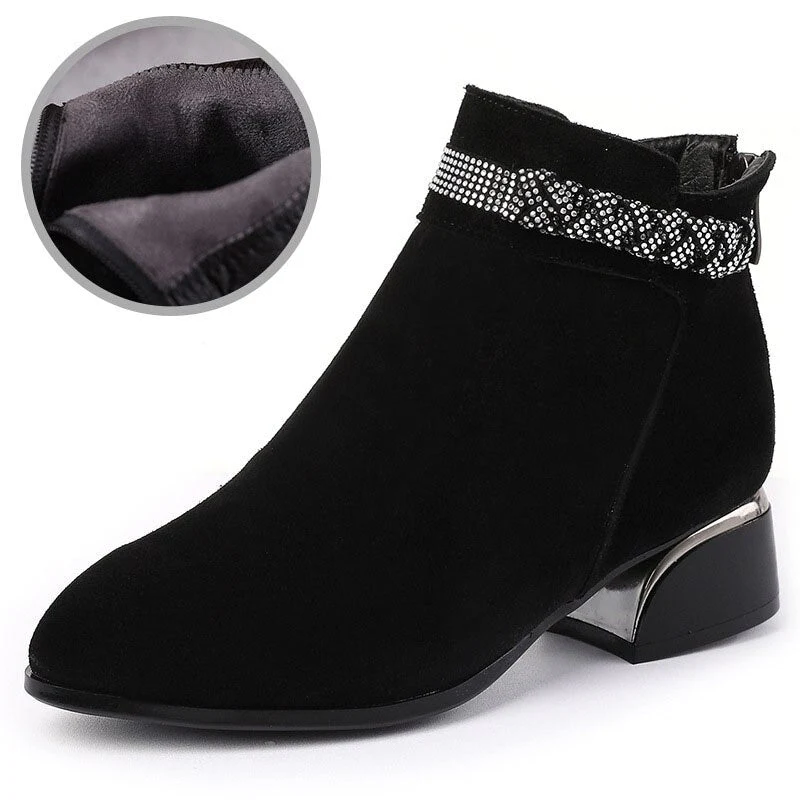 Women Stylish Leather Ankle Autumn Boot - Image 6