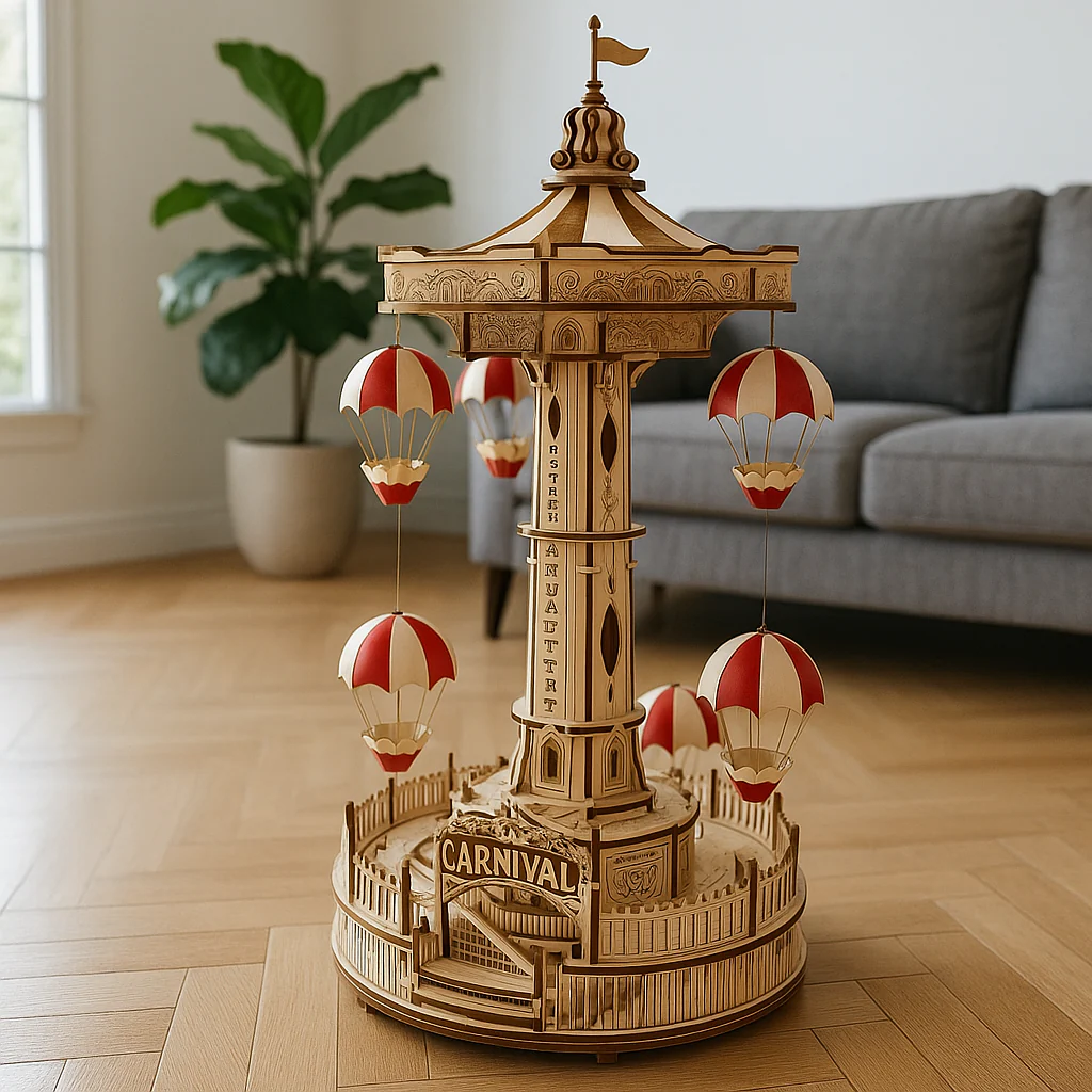 Wooden 3D Puzzle DIY Carnival Tower Kit - Image 2