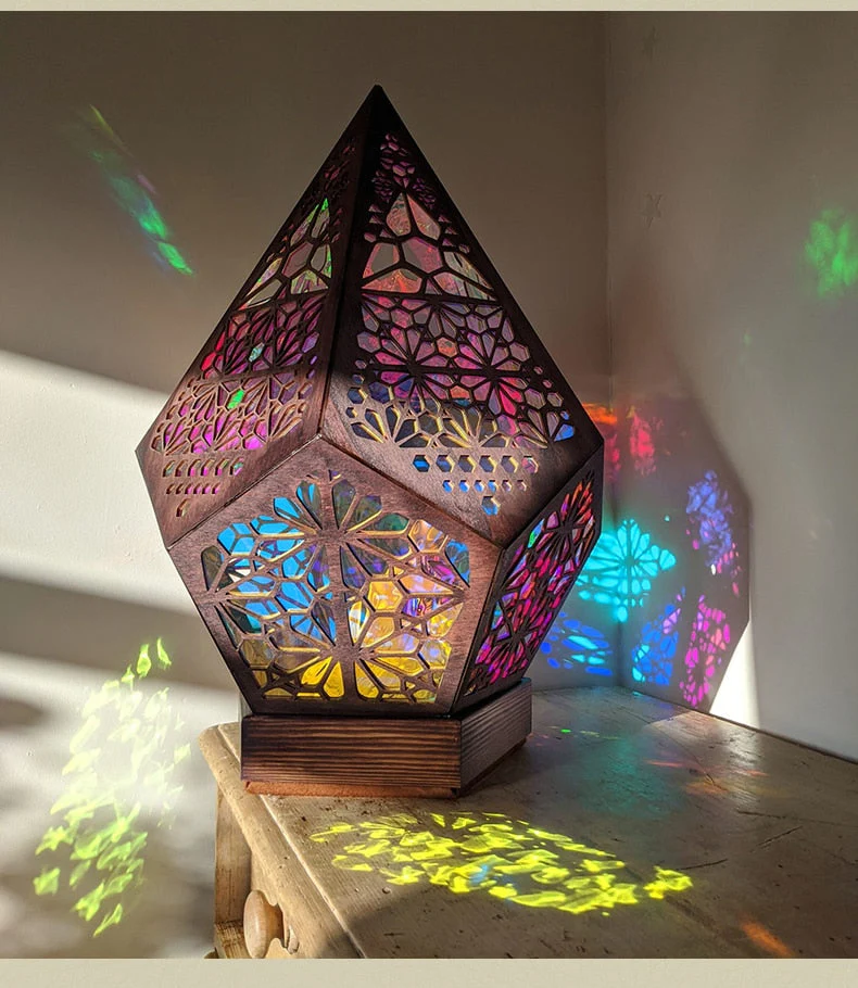 Wooden Hollow LED Atmosphere Night Lamp Projector - Image 5