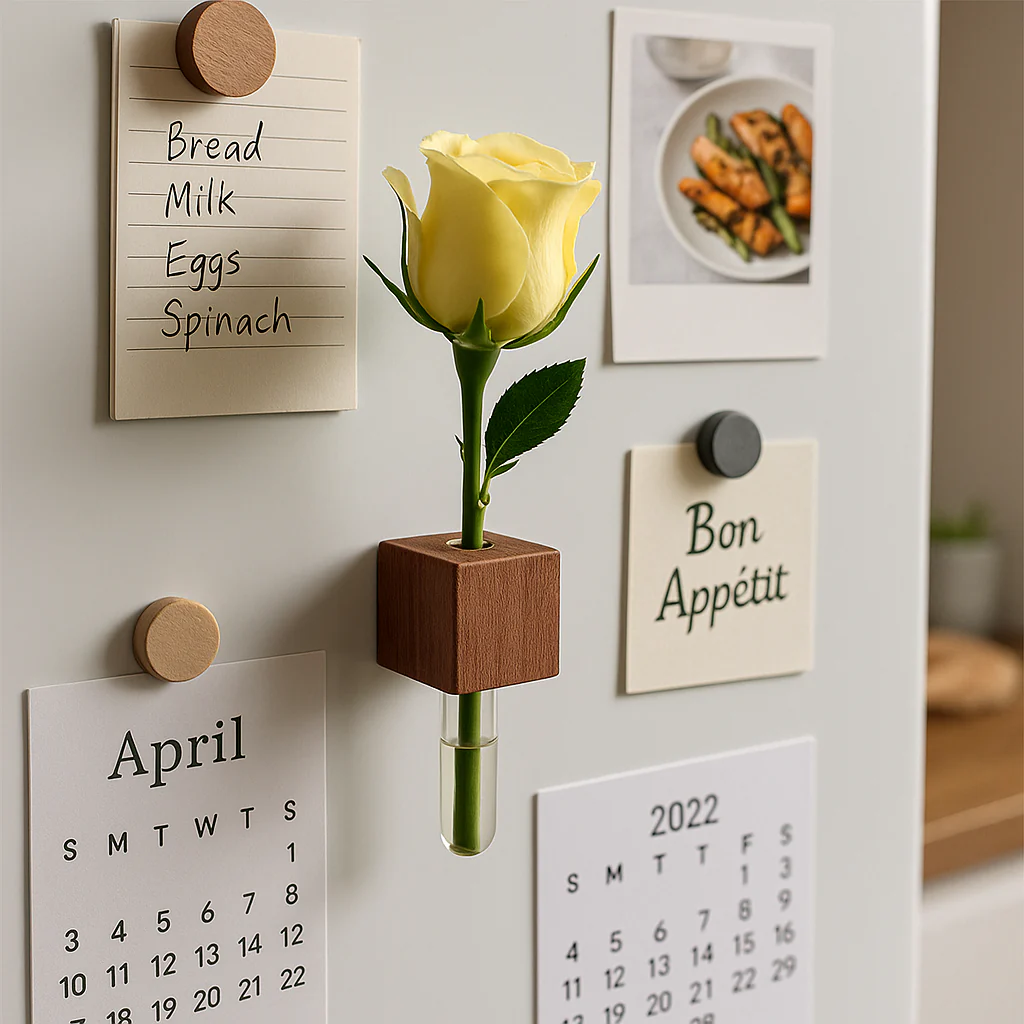 Wooden Magnetic Flower Tube Vase