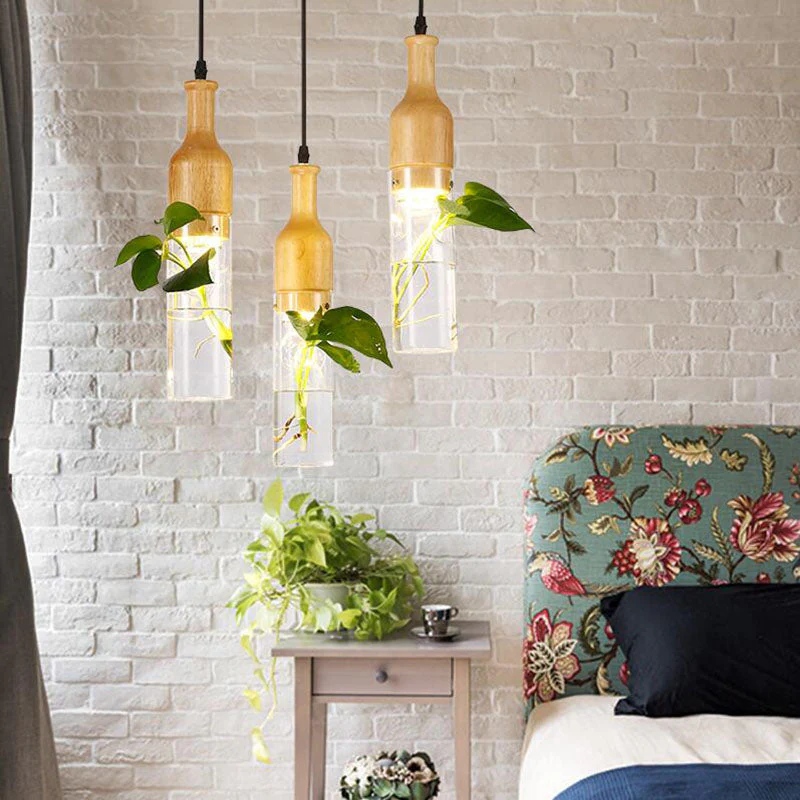 Wooden Modern LED Plant Pendant Lights - Image 2