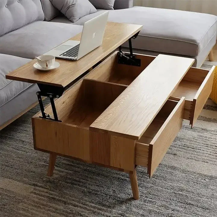 Wooden Nordic Liftable Space Saving Coffee Table - Image 3