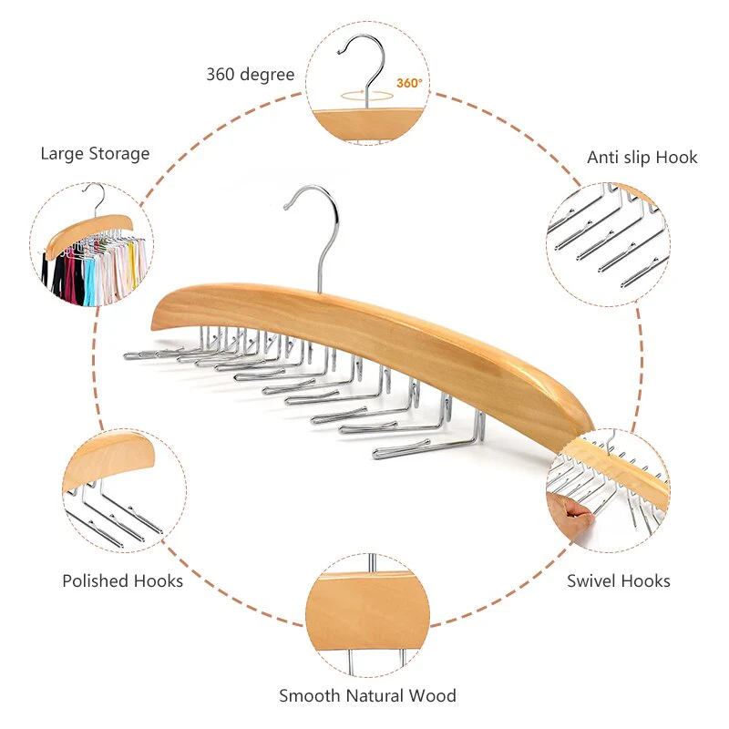 Wooden Space Saving Multi Organizer Hanger - Image 4