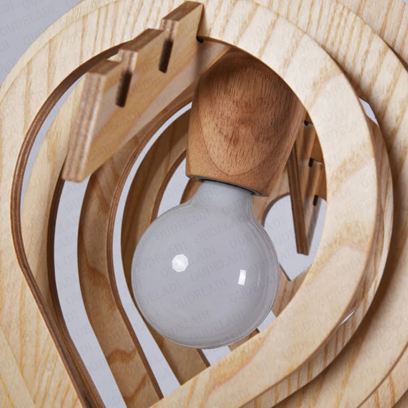 Wooden Water Drop Shaped Pendant Light - Image 4