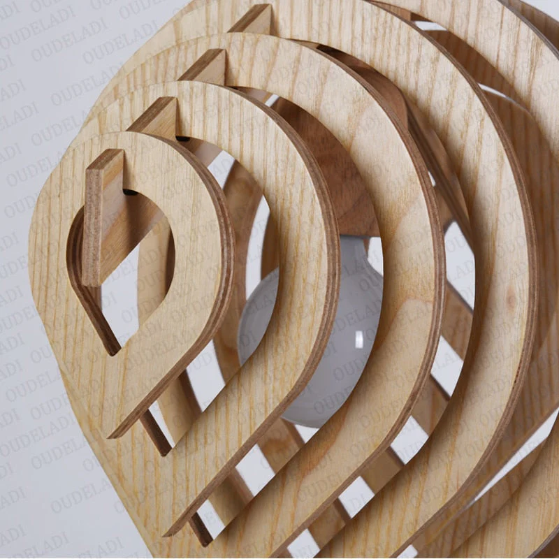 Wooden Water Drop Shaped Pendant Light - Image 6
