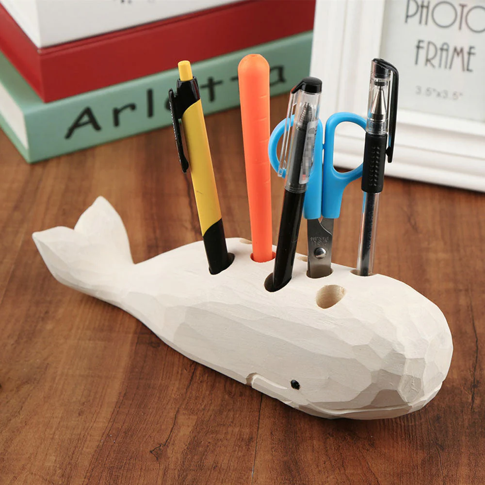 Wooden Whale Creative Pen Holder - Image 3