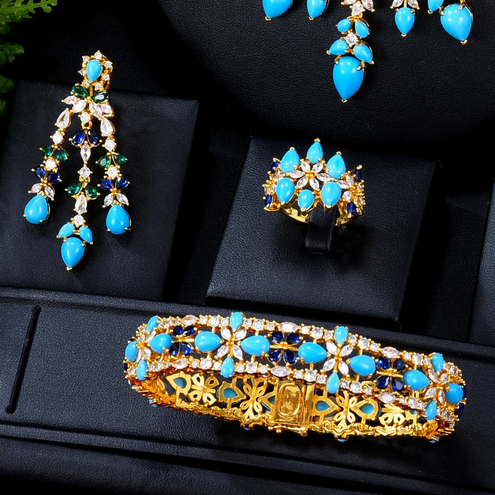 Zircon Crystal Turquoise Luxury African Jewelry Gift Set - Image 3
