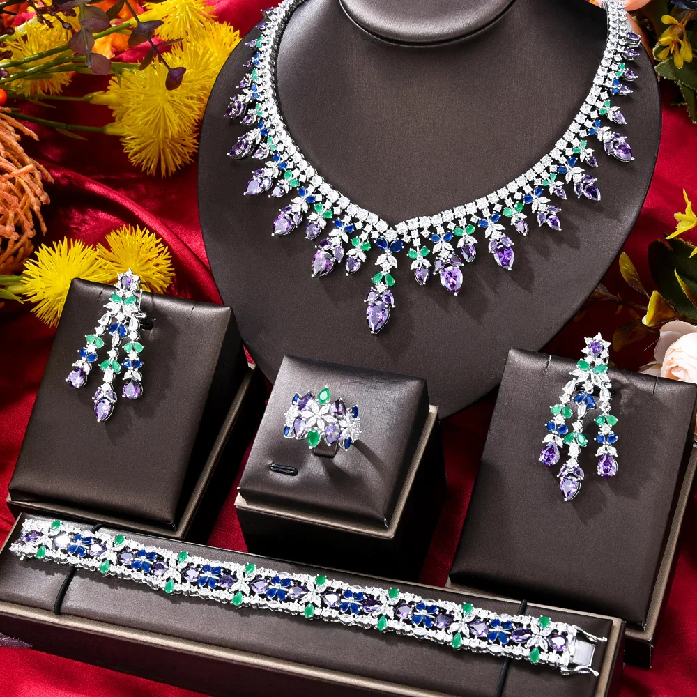 Zircon Crystal Turquoise Luxury African Jewelry Gift Set - Image 4