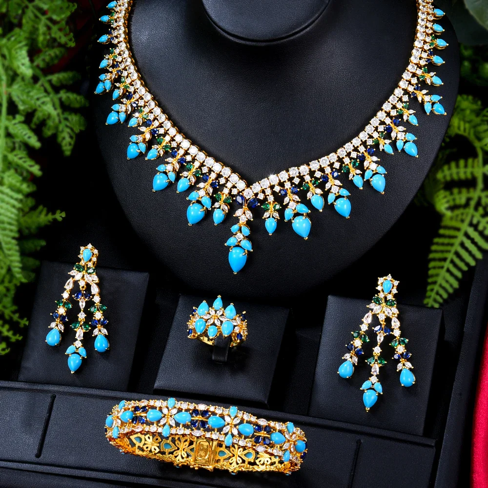 Zircon Crystal Turquoise Luxury African Jewelry Gift Set - Image 8