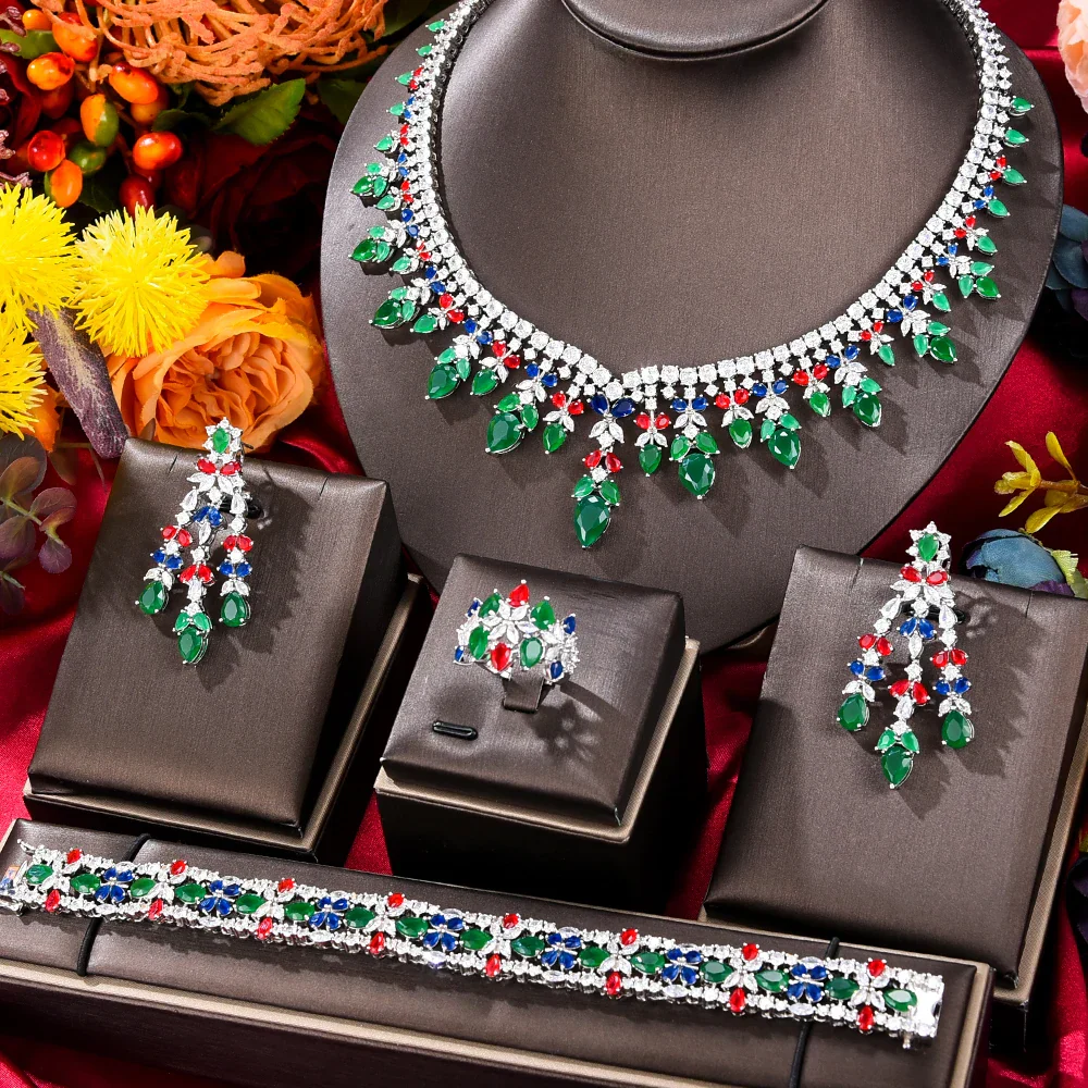 Zircon Crystal Turquoise Luxury African Jewelry Gift Set - Image 9